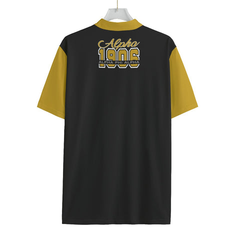 Image of Alpha Phi Alpha Black Zipped Billiard Polo