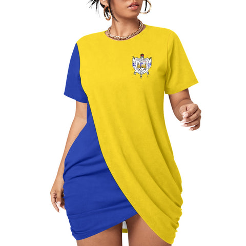 Image of Sigma Gamma Rho Stacked Hem Dress With Short Sleeve(Plus Size)