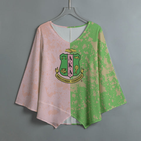 Image of Alpha Kappa Alpha V-neck T-shirt With Irregular Hem