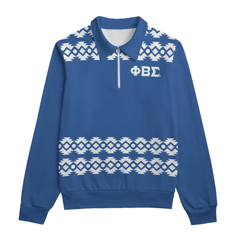 Image of Phi Beta Sigma All-Over Print Unisex Lapel Sweatshirt | 310GSM Cotton