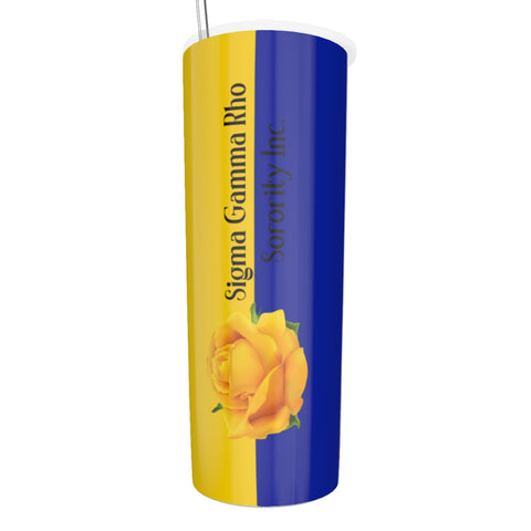 Image of Sigma Gamma Rho Glitter Tumbler With Stainless Steel Straw 20oz