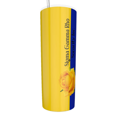 Image of Sigma Gamma Rho Glitter Tumbler With Stainless Steel Straw 20oz
