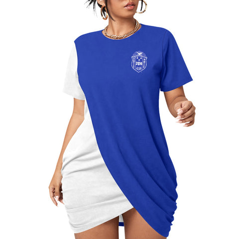 Image of Zeta Phi Beta Stacked Hem Dress With Short Sleeve(Plus Size)