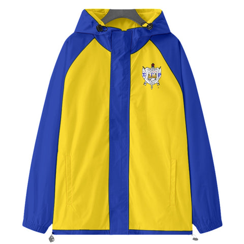 Image of Sigma Gamma Rho Raglan Sleeve Windbreaker With Zipper Closure And Velcro