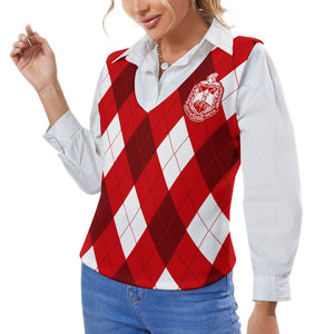 Delta Sigma Theta Long Sleeve Button Knit Vest