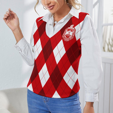 Image of Delta Sigma Theta Long Sleeve Button Knit Vest