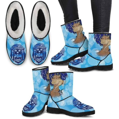 Image of Zeta Phi Beta Faux Fur Boots - Unique Greek Store