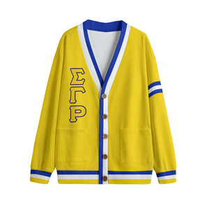 Sigma Gamma Rho V-neck Knitted Fleece Cardigan With Button Closure