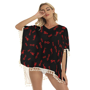 Delta Sigma Theta All-Over Print Women's Square Fringed Shawl