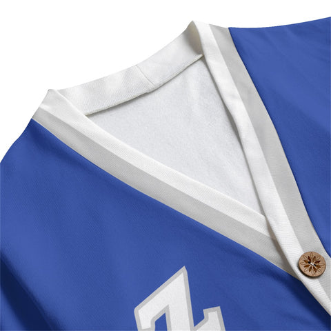 Image of Zeta Phi Beta V-neck Knitted Fleece Cardigan With Button Closure