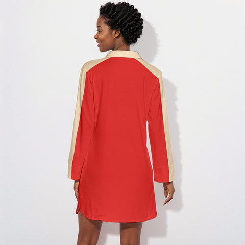 Image of Delta Sigma Theta Lapel Shirt Dress With Long Sleeve