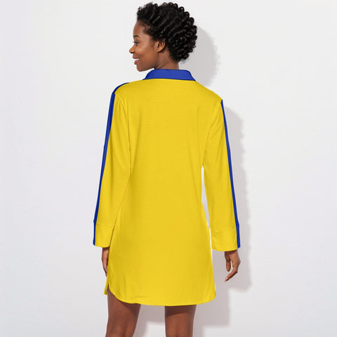 Image of Sigma Gamma Rho Lapel Shirt Dress With Long Sleeve