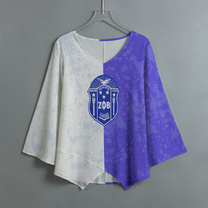 Zeta Phi Beta V-neck T-shirt With Irregular Hem