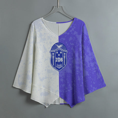 Image of Zeta Phi Beta V-neck T-shirt With Irregular Hem