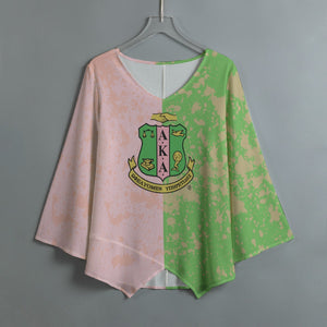 Alpha Kappa Alpha V-neck T-shirt With Irregular Hem