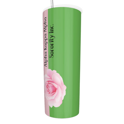 Image of Alpha Kappa Alpha Glitter Tumbler With Stainless Steel Straw 20oz