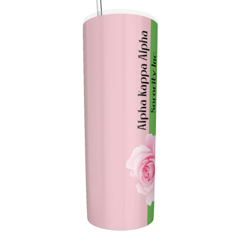 Image of Alpha Kappa Alpha Glitter Tumbler With Stainless Steel Straw 20oz