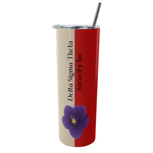 Delta Sigma Theta Glitter Tumbler With Stainless Steel Straw 20oz