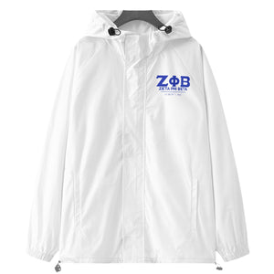 Zeta Phi Beta All-Over Print Women’s Raglan Sleeve Windbreaker With Zipper Closure And Velcro