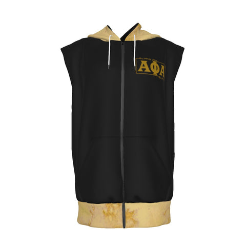 Image of Alpha Phi Alpha bleached Zipper-Up Gym Sleeveless Hoodie