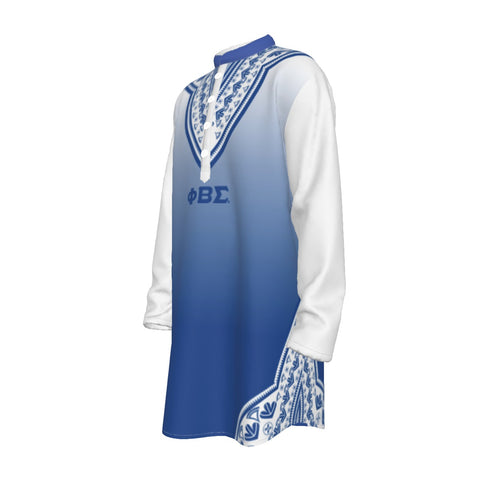 Image of Phi Beta Sigma All-Over Print Men's Stand-up Collar Long Shirt