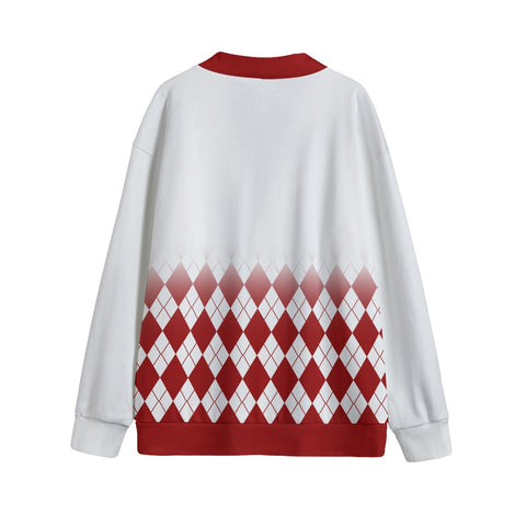 Image of Kappa Alpha Psi All-Over Print Unisex V-neck Knitted Fleece Cardigan With Button Closure