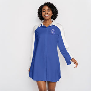 Zeta Phi Beta Lapel Shirt Dress With Long Sleeve