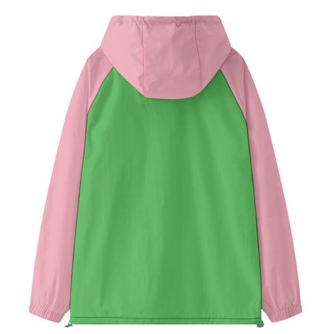 Image of Alpha Kappa Alpha Raglan Sleeve Windbreaker With Zipper Closure And Velcro