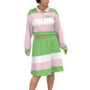 Alpha Kappa Alpha Cropped And Skirt Set