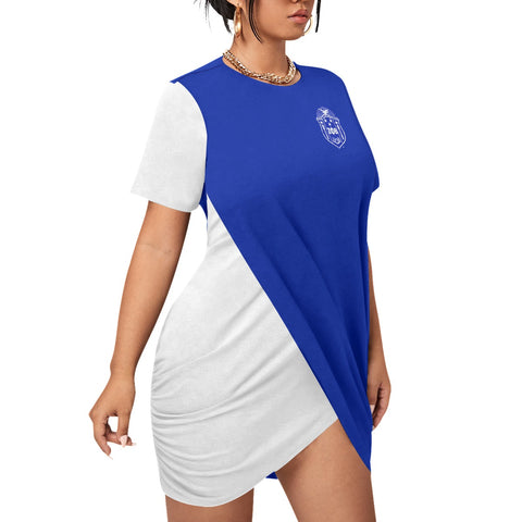 Image of Zeta Phi Beta Stacked Hem Dress With Short Sleeve（Plus Size）