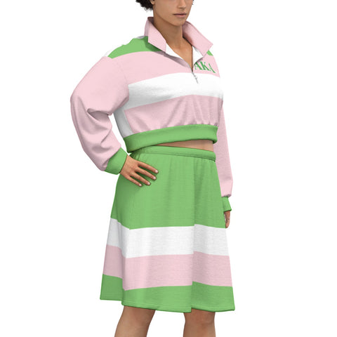 Image of Alpha Kappa Alpha Cropped And Skirt Set