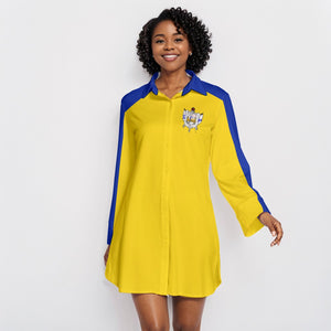 Sigma Gamma Rho Lapel Shirt Dress With Long Sleeve