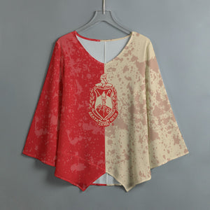 Delta Sigma Theta V-neck T-shirt With Irregular Hem