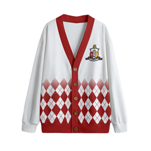 Kappa Alpha Psi All-Over Print Unisex V-neck Knitted Fleece Cardigan With Button Closure