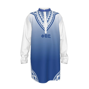 Phi Beta Sigma All-Over Print Men's Stand-up Collar Long Shirt