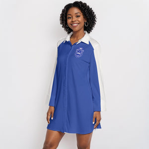 Zeta Phi Beta Lapel Shirt Dress With Long Sleeve
