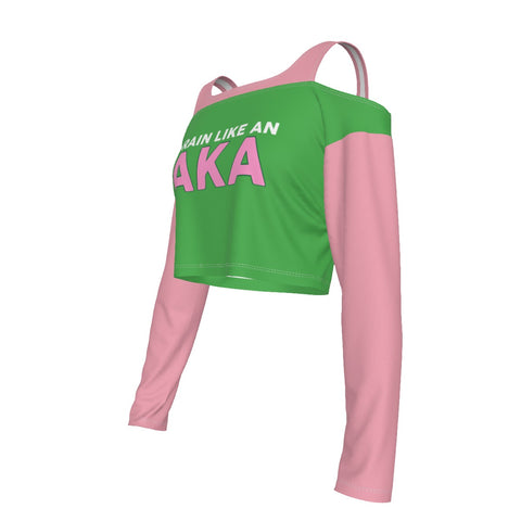 Image of Alpha Kappa Alpha Cold-shoulder Stitching Cami T-shirt