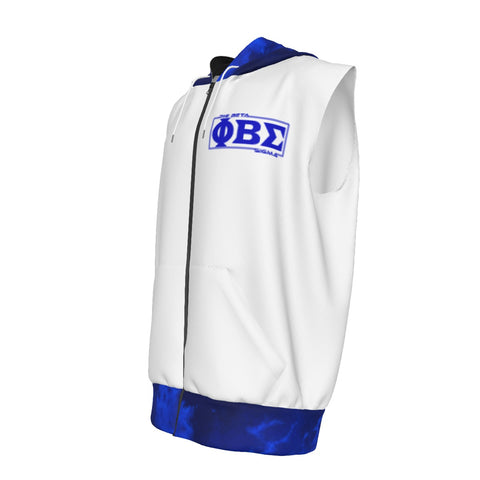 Image of Phi Beta Sigma bleached Zipper-Up Gym Sleeveless Hoodie