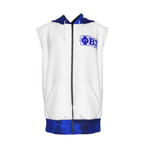 Phi Beta Sigma bleached Zipper-Up Gym Sleeveless Hoodie