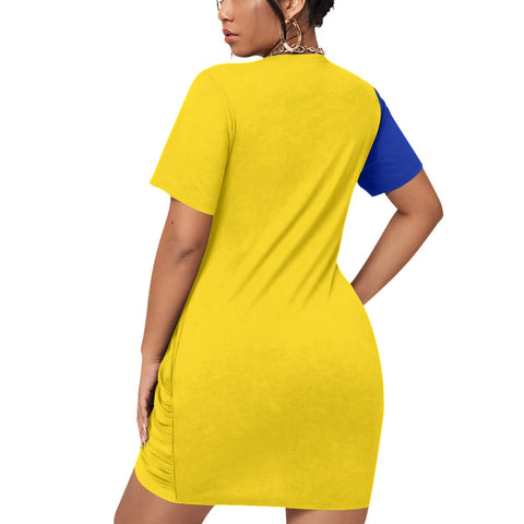 Image of Sigma Gamma Rho Stacked Hem Dress With Short Sleeve（Plus Size）