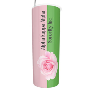 Alpha Kappa Alpha Glitter Tumbler With Stainless Steel Straw 20oz