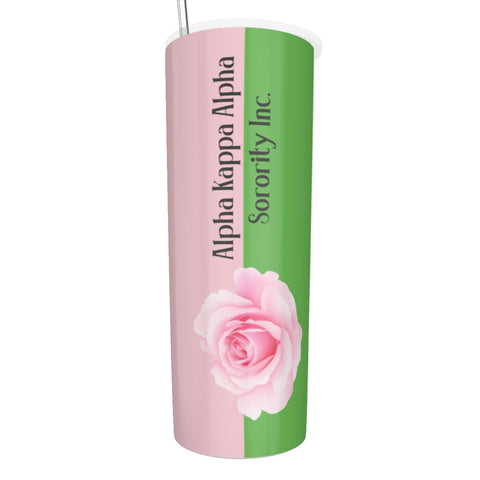 Image of Alpha Kappa Alpha Glitter Tumbler With Stainless Steel Straw 20oz