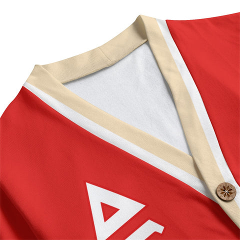 Image of Delta Sigma Theta V-neck Knitted Fleece Cardigan With Button Closure