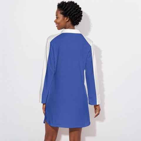 Image of Zeta Phi Beta Lapel Shirt Dress With Long Sleeve