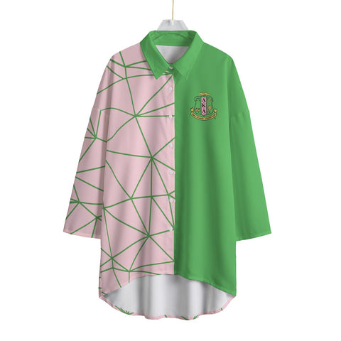 Image of Alpha Kappa Alpha Chiffon Shirt With Elbow Sleeve