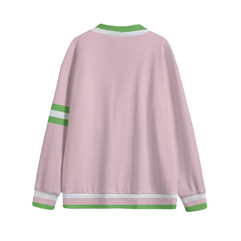 Image of Alpha Kappa Alpha V-neck Knitted Fleece Cardigan With Button Closure