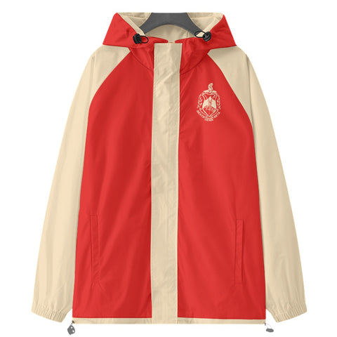 Image of Delta Sigma Theta Raglan Sleeve Windbreaker With Zipper Closure And Velcro