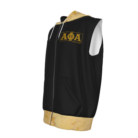 Image of Alpha Phi Alpha bleached Zipper-Up Gym Sleeveless Hoodie