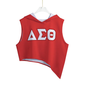 Delta Sigma Theta Sleeveless Irregular Hem Pullover Hoodie