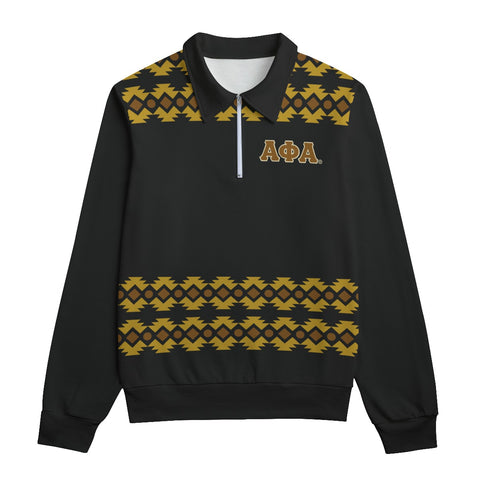 Image of Alpha Phi Alpha All-Over Print Unisex Lapel Sweatshirt | 310GSM Cotton